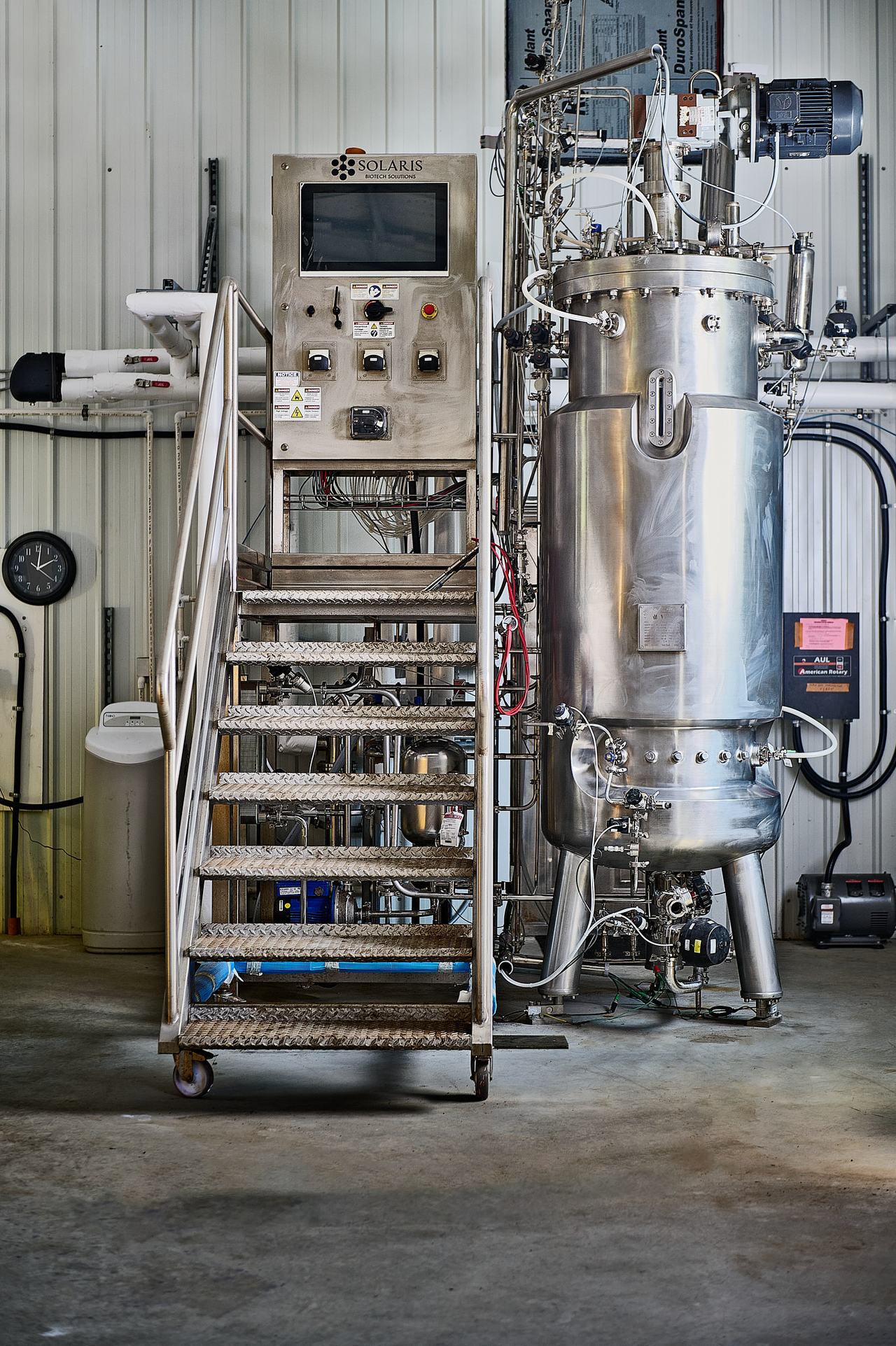Stainless process vessel and piping at a Nanaimo oyster farm facility