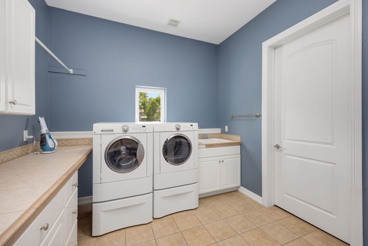 Washer and dryer in a home laundry room