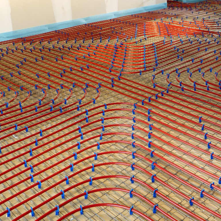 radiant heating pipe installation